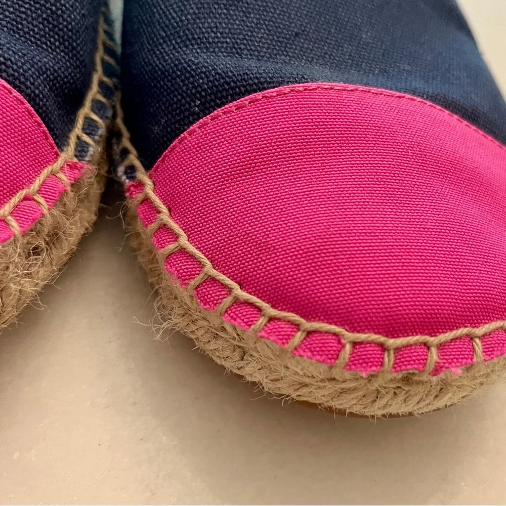 J Crew Colorblock Canvas Espadrilles Navy and Pink Size 7 - Picture 7 of 12